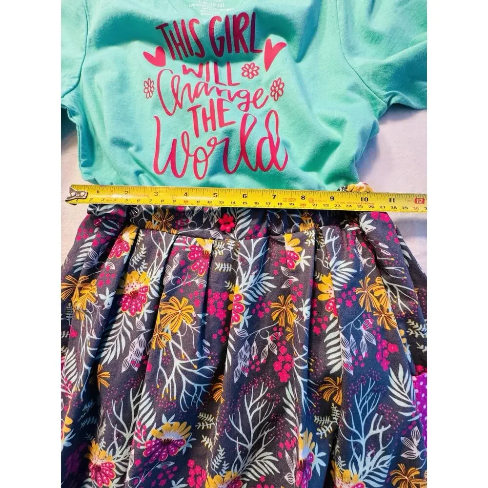 Handmade Flowers, Inside‎ Pockets Skirt With A Shirt From Faded Glory Size10/12
